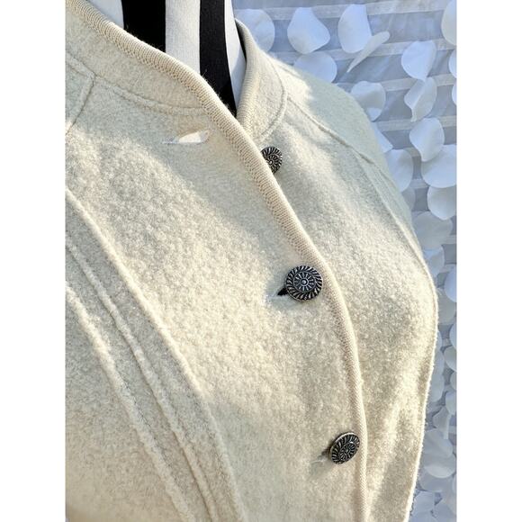 Vintage GEIGER Austria Cream Ivory jacket boiled 100% Wool Medium Quiet Luxury - Picture 8 of 9